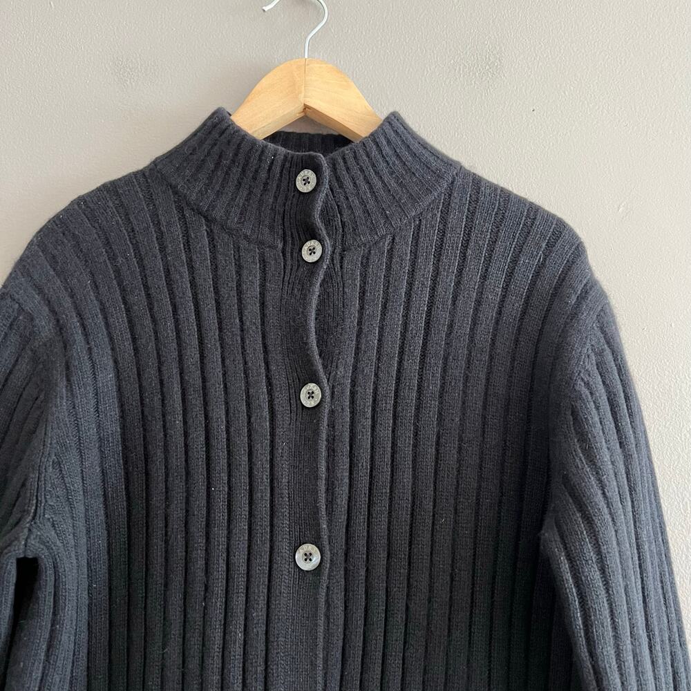Lauren Ralph Lauren Ribbed Cashmere Angora Ribbed Duster Long Cardigan Black L - Picture 3 of 9